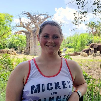 Posing with the elephants on the Caring for Giants Tour at Disney's Animal Kingdom Park