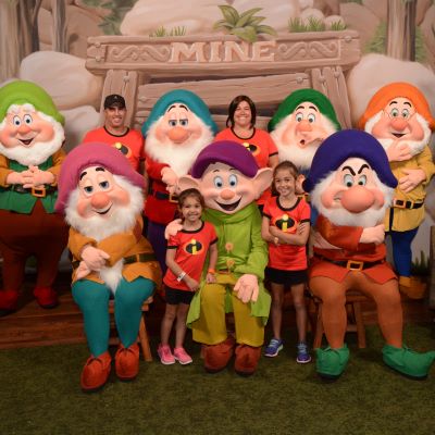 My incredible family with the dwarfs at Mickey's Not So Scary Halloween Party at Magic Kingdom