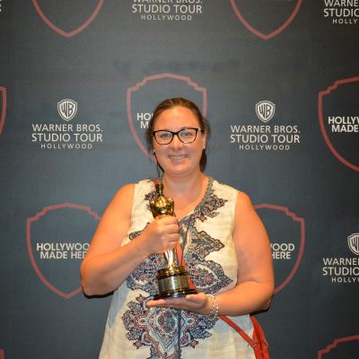 Holding an Oscar at the Warner Bros Studio Tour Hollywood