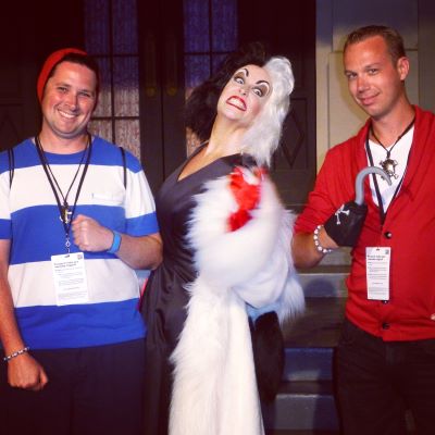 Smee, Cruelle deVille and Captain Hook at Magic Kingdom