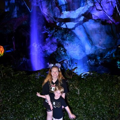 Exploring Pandora at night with my son Jackson! He loves Avatar Flight of Passage, the best ride at Animal Kingdom!