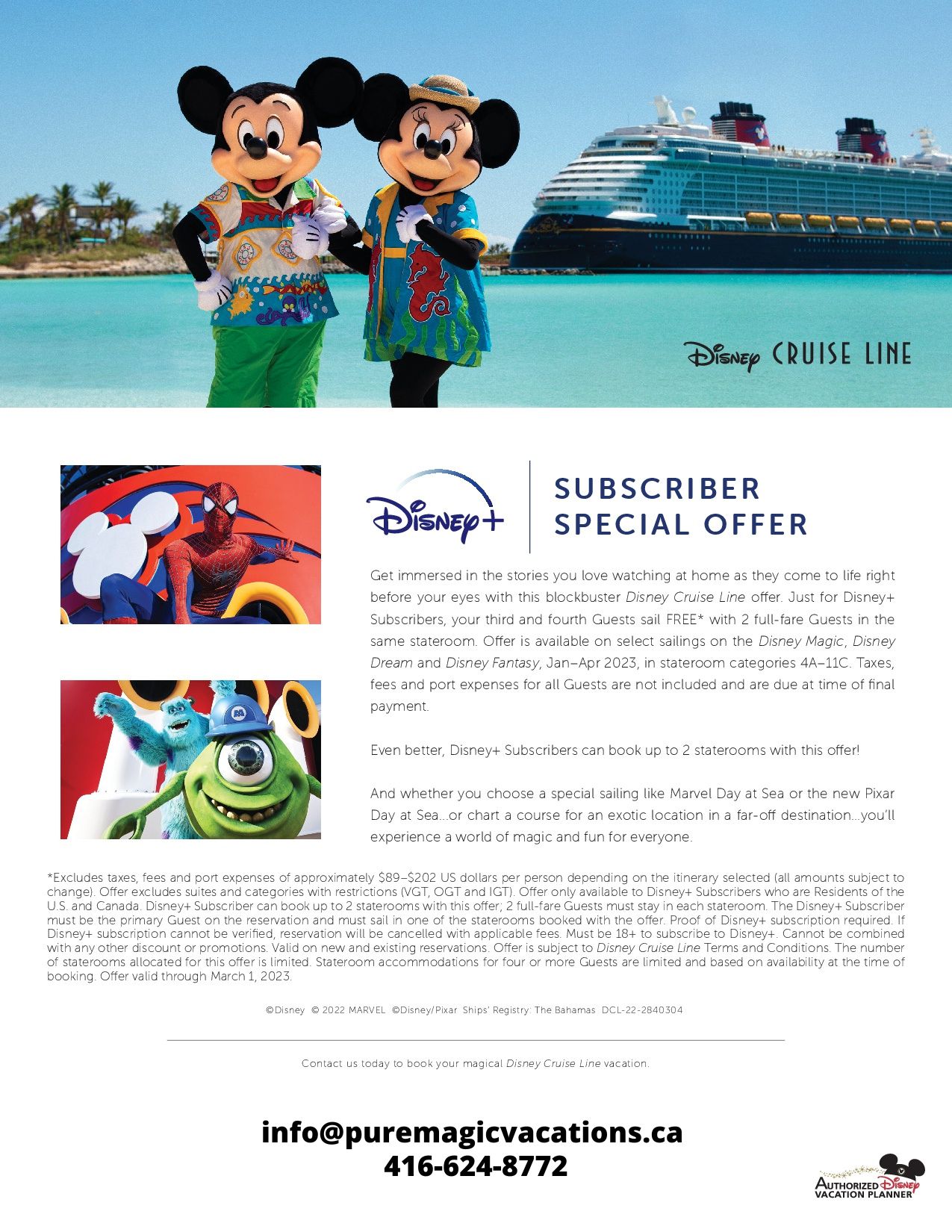 Disney Cruise Line - Disney+ Subscriber Special Offer