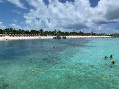 White sand beach at Disney Castaway Cay in the Bahamas