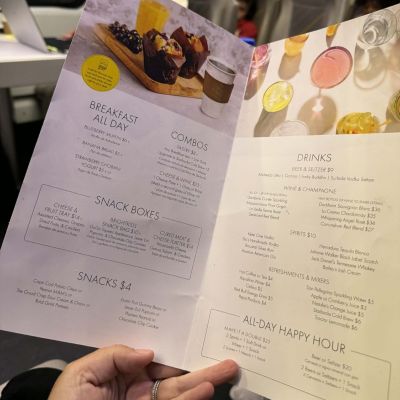 Brightline onboard menu and snack options during Orlando to Fort Lauderdale train ride